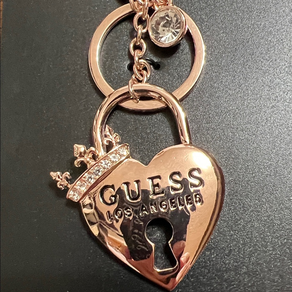 Guess Gold Heart Keychain with Crown Accent - Picture 4 of 6